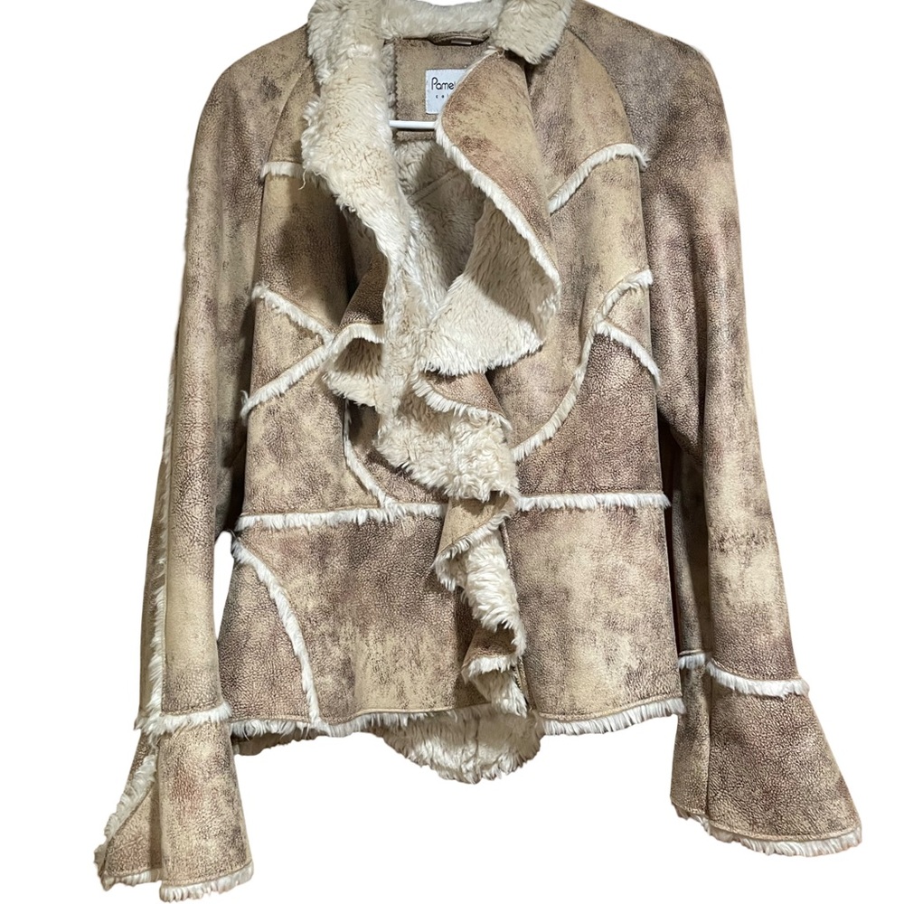 Pamela McCoy Cream and Brown Teddy Jacket